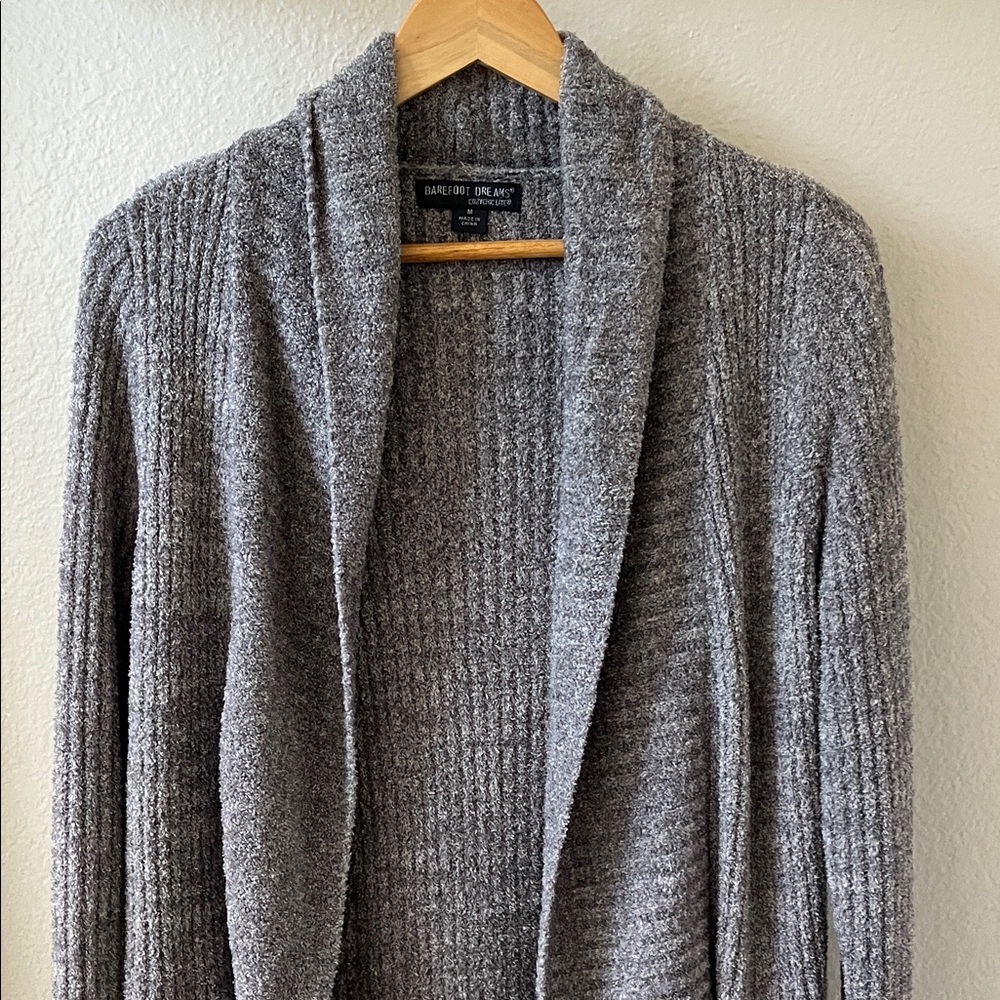 Barefoot Dreams CozyChic Lite Carigan Jacket Sweater Grey Sz M